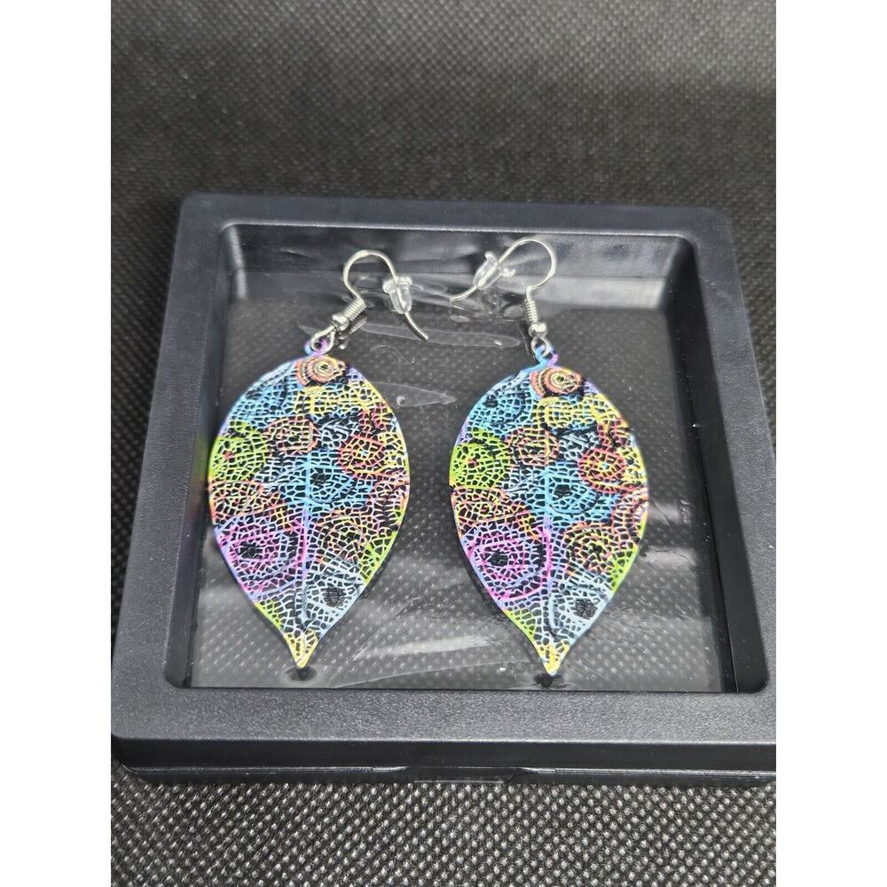 Boho Dangle Drop Earrings Hollow Waterdrop Petal Leaf Multicolor